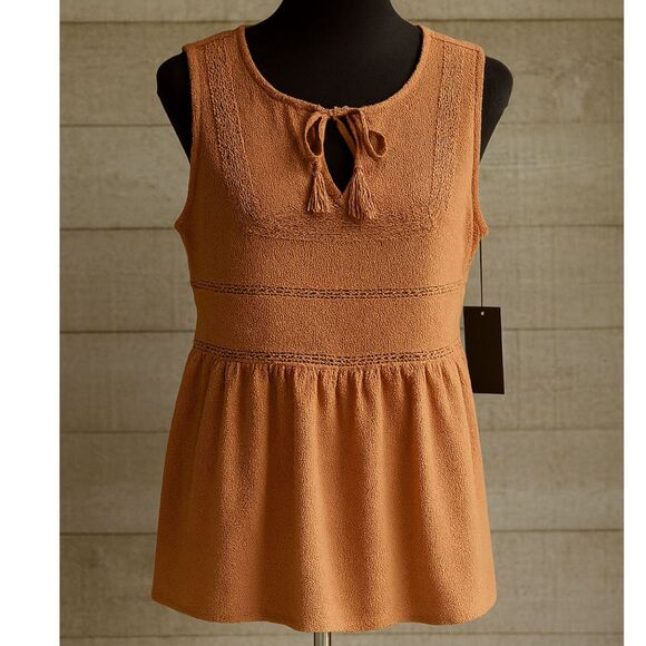 Frye Peplum Lace Trim Tank small Orange Retail $79 NWT - Picture 1 of 10